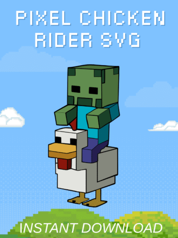 Pixel Art Chicken Jockey: Gamer Clipart SVG PNG Bundle