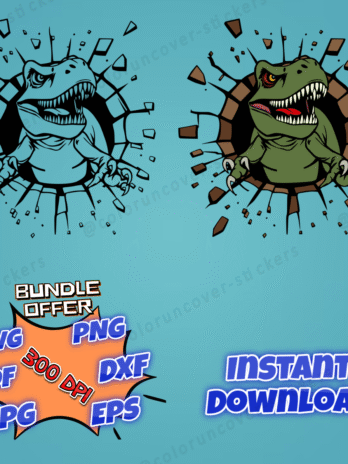 T-Rex Dinosaur SVG Bundle: Jurassic Silhouette & Color Clipart (Digital Download)