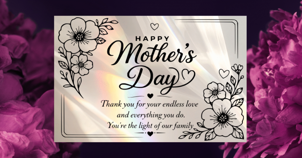 Mothers Day special note for mom with heartfelt message and SVG design