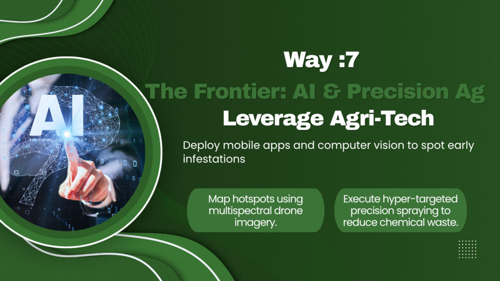 Agronomist using an AI-powered mobile app and computer vision to scan for whiteflies on cotton.