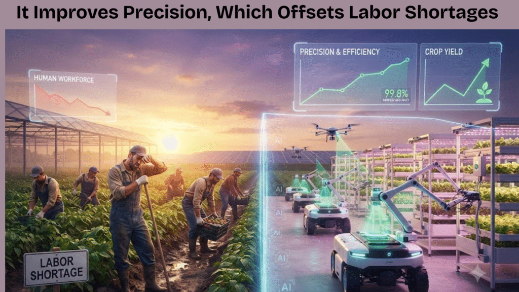 Advanced robotics using AI-driven agriculture tools for precision planting, drastically reducing the need for manual labor.