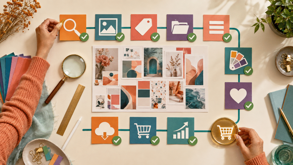 Digital designs transformed into realistic product mockups for an Etsy listing