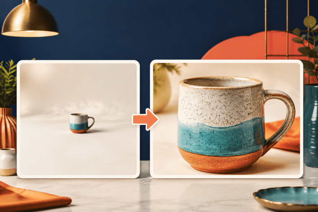 Small product image compared with an Etsy listing thumbnail where the product fills the frame