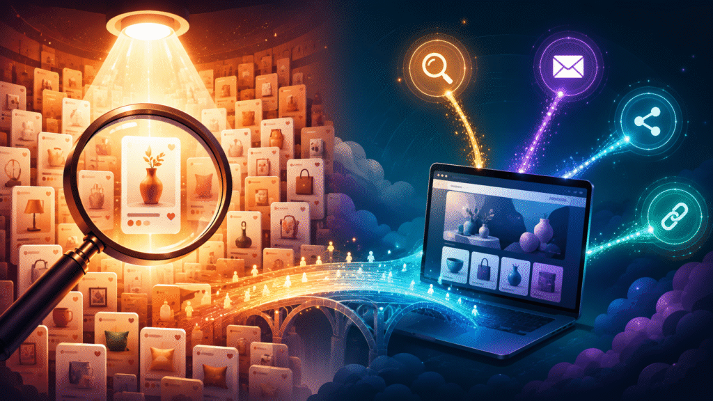 Etsy marketplace traffic compared with independent website discoverability