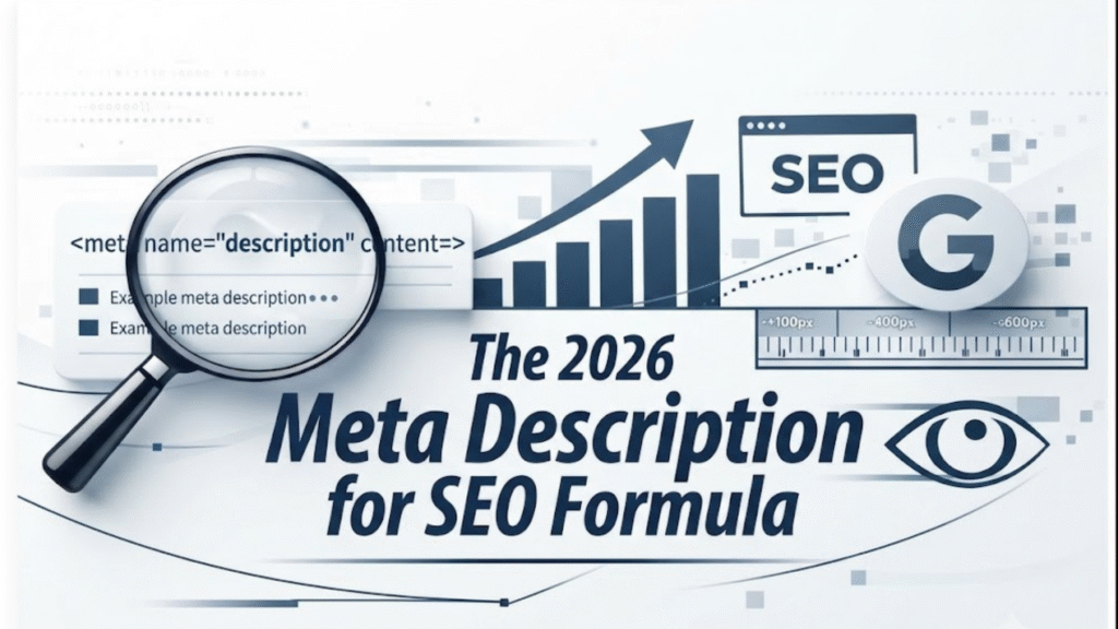 Infographic outlining the 2026 formula for crafting a high-performing meta description for seo.
