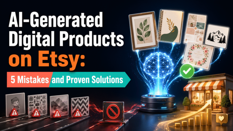 AI-generated digital products on Etsy with five common mistakes and solutions