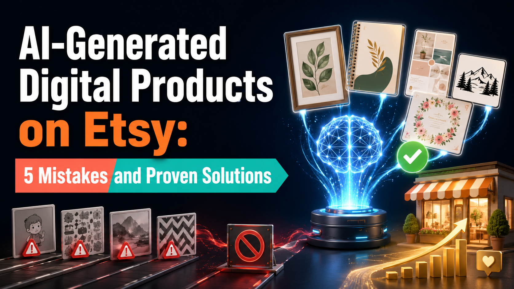 You are currently viewing AI-Generated Digital Products on Etsy: 5 Mistakes and Proven Solutions