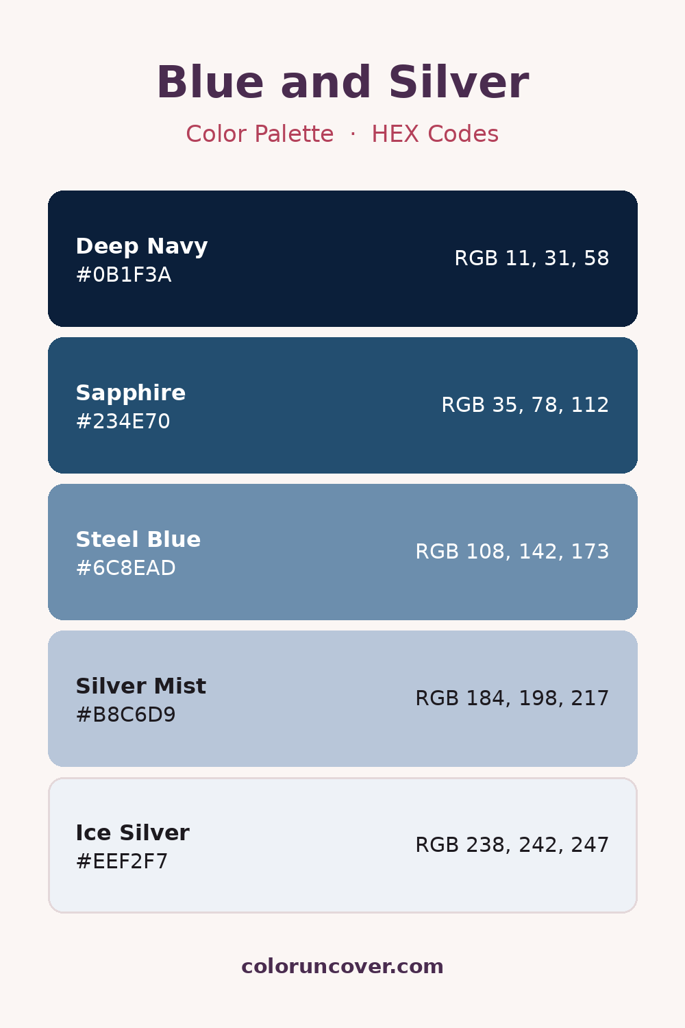 Blue and Silver Color Palette: HEX Codes | Color Uncover