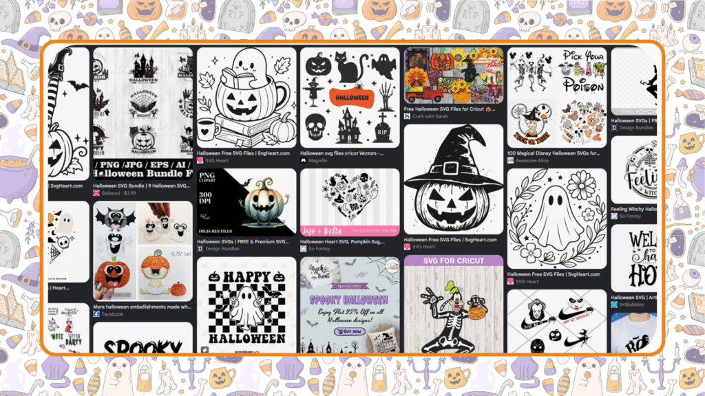 Calculator and pricing worksheet beside Halloween craft supplies.