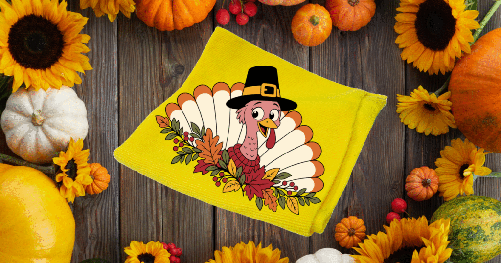 Personalized tea towel mockup for a Thanksgiving host gift.
Thanksgiving gift ideas 2026