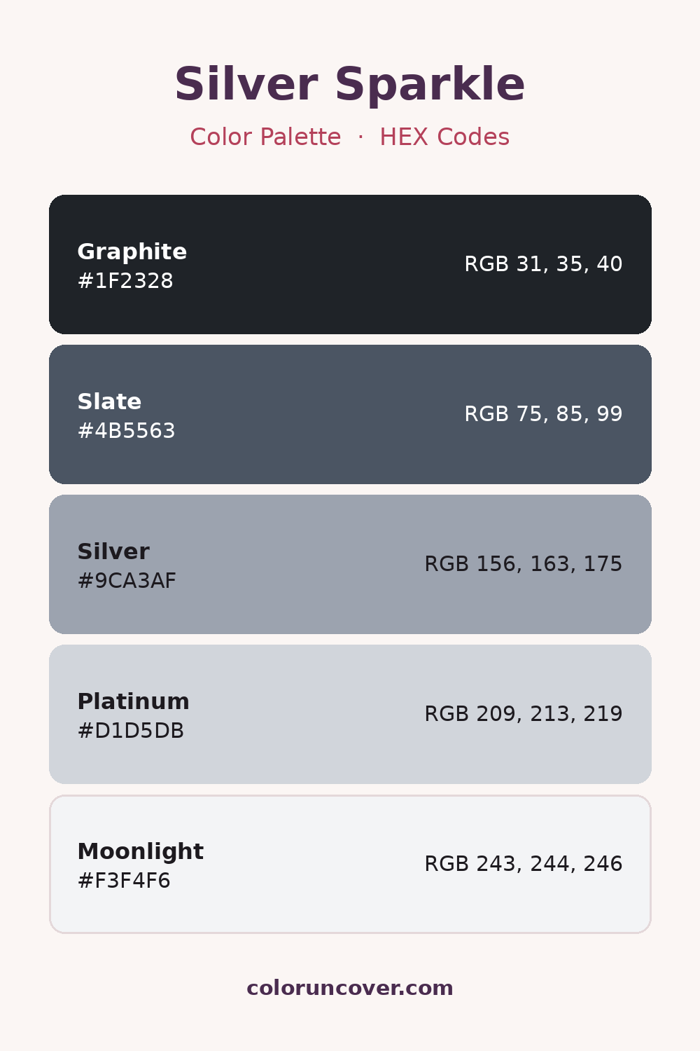Silver Sparkle color palette with HEX codes